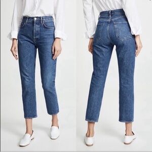 Agolde Riley High Rise Straight Crop Air Blue 25